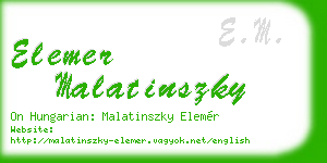 elemer malatinszky business card